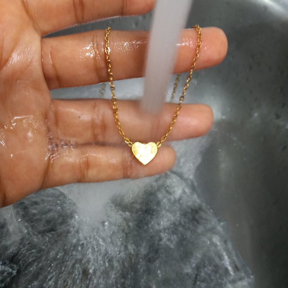 18K Gold Plated 3D Dainty Heart Necklace